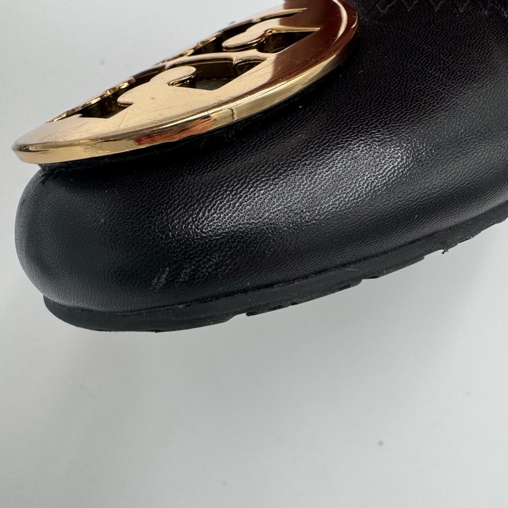 Tory Burch Black Flats with Gold Emblem - Picture 9 of 13